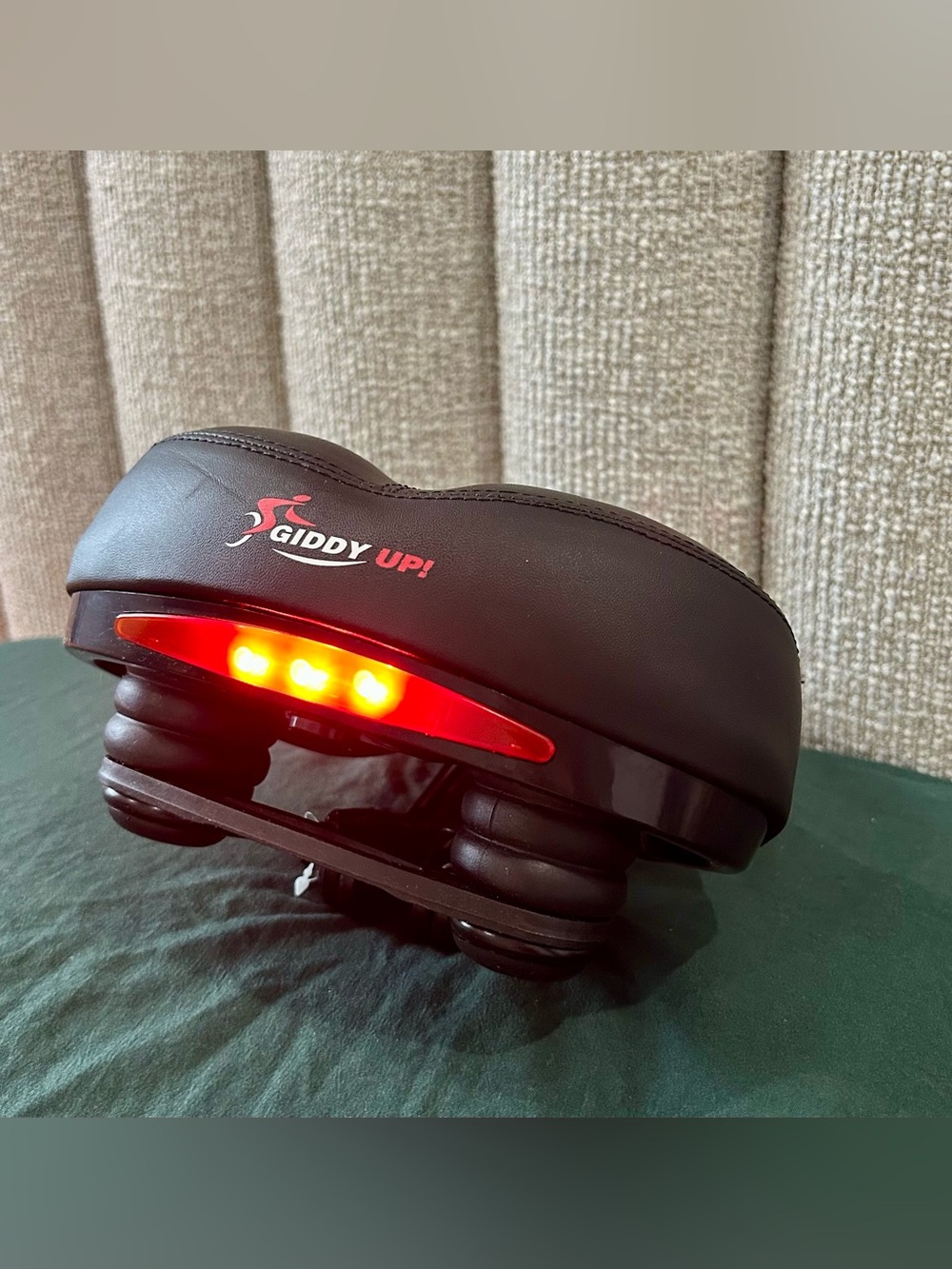 Giddy Up! Comfort Bike Saddle Wide Padded Seat Suspension LED Rear Light Cover
